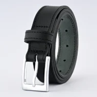 Black Leather Belt with Silver Buckle - 30mm Belt - Buy Online in Pakistan
